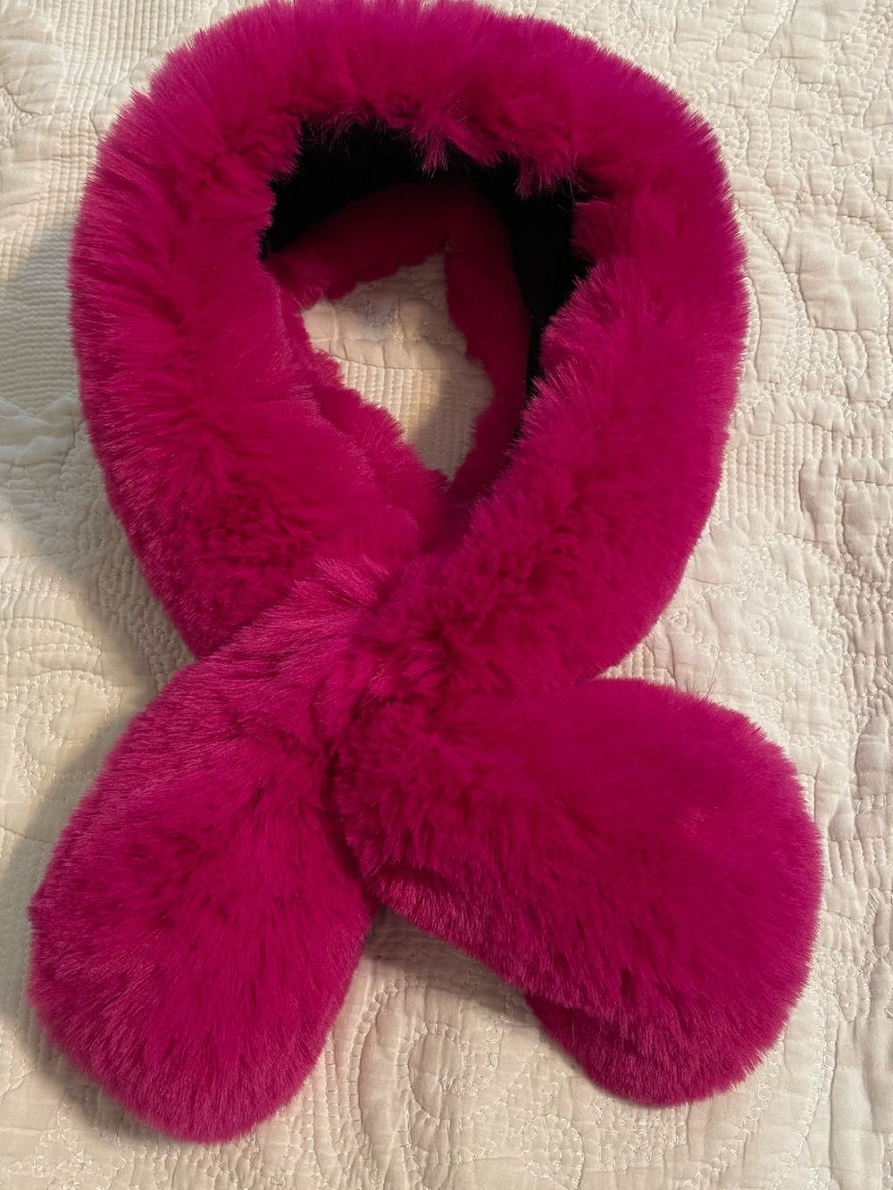 Luxury Faux Fur Scarf in Fuchsia - Plush Cozy Wrap
